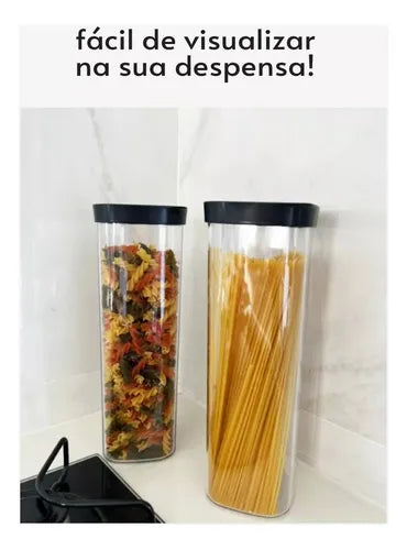 Pote Hermético Macarrão 2000ml Acrílico Helsim- Luxo Cor Verde-claro
