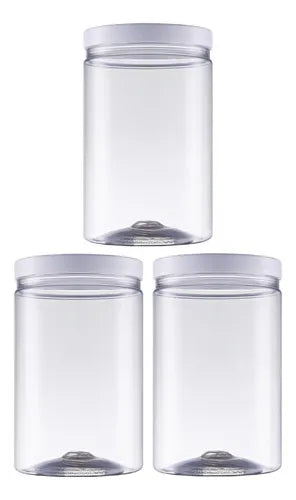 Kit 03 Pote De Plástico Cristal Com Tampa 1500ml Mantimento