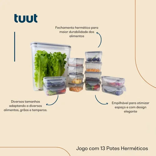 Potes Herméticos Tuut Jogo 13 Unidades Transparente Tbz4010 Cor Branco