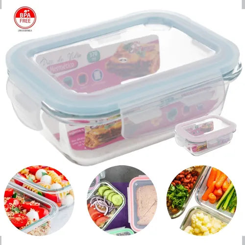 Kit 4 Potes Vidro Hermética Marmita Fitness Freezer 370ml