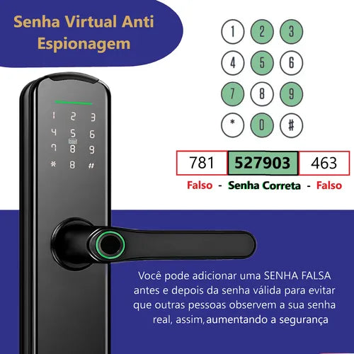 Fechadura Eletronica Digital Com Biometria App A5 Tuya Wi-fi