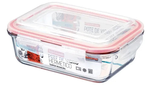 Pote Vidro Hermética Marmita Grande Tampa Silicone 1040ml Cor Branco