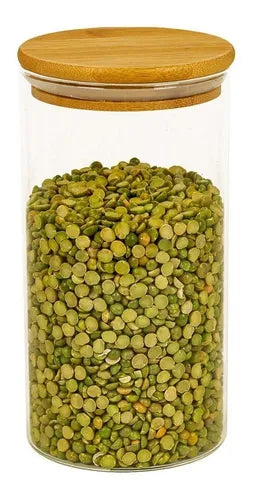 Pote De Vidro De Mantimentos 1100ml C/ Tampa De Bambu Oikos Coz01785