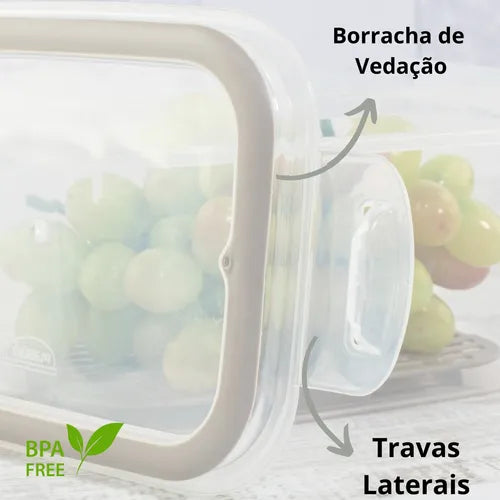 Pote Hermético 2 Divisórias Porta Frios C/ Escorredor 1l