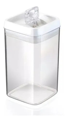 Kit 4 Potes Herméticos Acrílico Quadrado Com Tampa Preta Cor Transparente