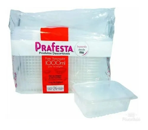 Pote Micro E Freezer 1000ml Prafesta com 24 Uni - Marmita Fitness