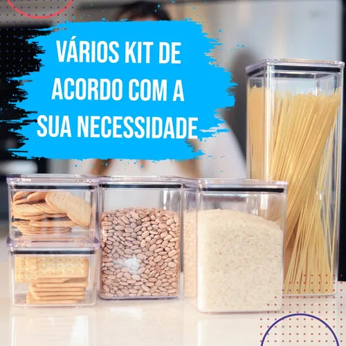 Kit 8 Potes 2,3l + 4 Potes 1,1l P/ Organização Cozinha