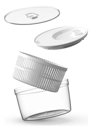 Conjunto Secador E Organizador De Salada Clear Fresh 5,5l Ou Cor Tampa Branca