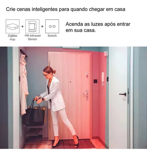Sensor De Movimento Presença Sem Fio Inteligente Zigbee NovaDigital Tuya Smartlife PIR-ZB Branco