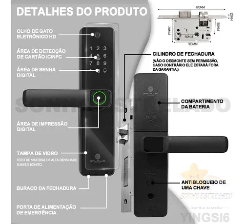 Fechadura Digital Inteligente Wifi Biométrica Smart Tuya