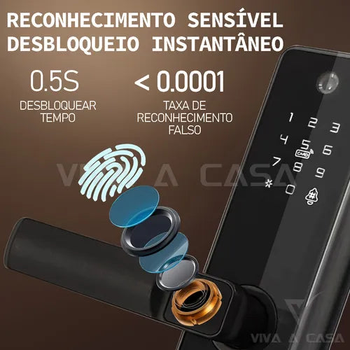Fechadura Eletrônica Biométrica Inteligente Tuya Com Câmera