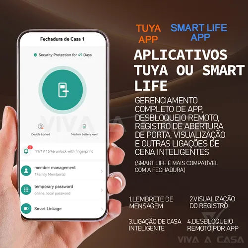 Fechadura Eletrônica Biométrica Inteligente Tuya Com Câmera