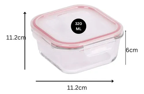 Conjunto 3 Potes Herméticos Vidro Quadrados Tampa E Travas