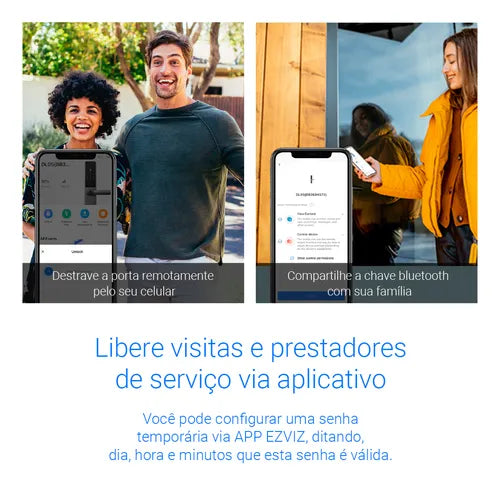 Fechadura Digital Inteligente Ezviz Cartão Senha Dl05 Wifi Cor Cinza