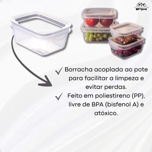 Kit 3 Potes Herméticos Marmita Microondas Vedação