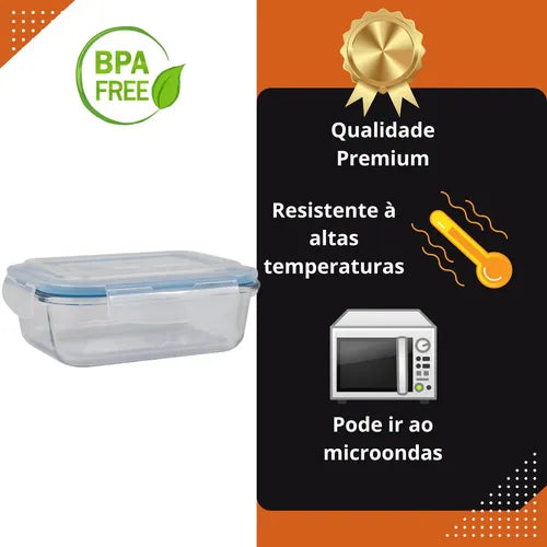Conjunto De 2 Potes De Vidro De Marmita Hermético 1 Litro