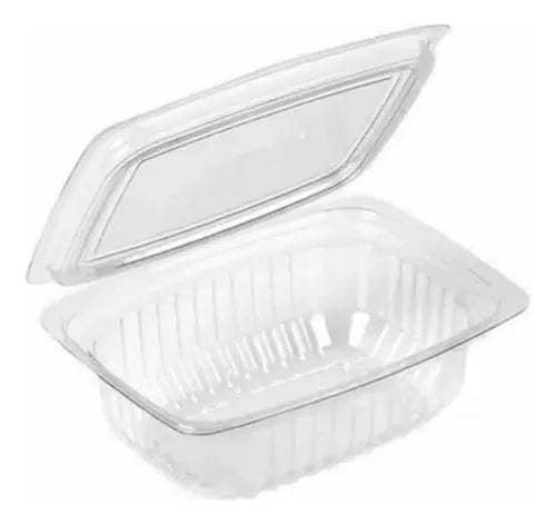 50 Unid Embalagem Pote Retangular 250ml Tampa Articulada PF-88