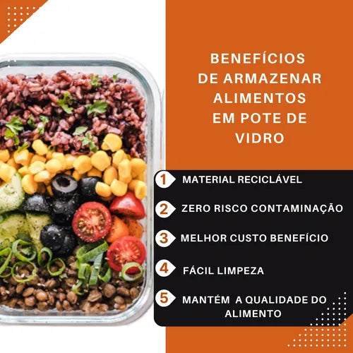 Conjunto De 2 Potes De Vidro De Marmita Hermético 1 Litro