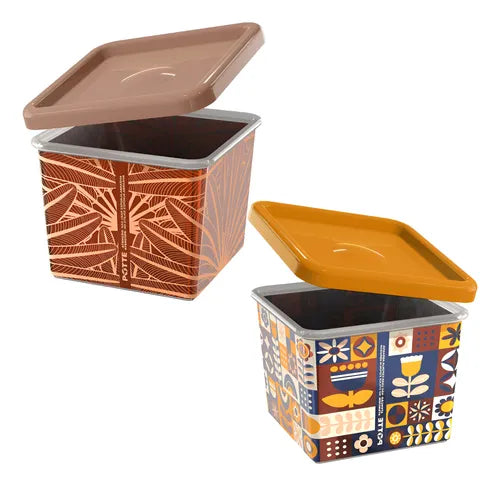 Kit 2 Pote Quadrado Metalico Organizador Hérmetico Cozinha