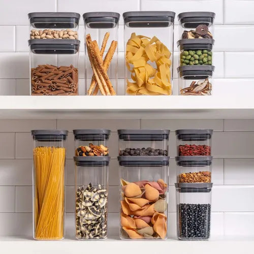 Conjunto De 4 Potes Hermético Block Cinza 1l - Ou
