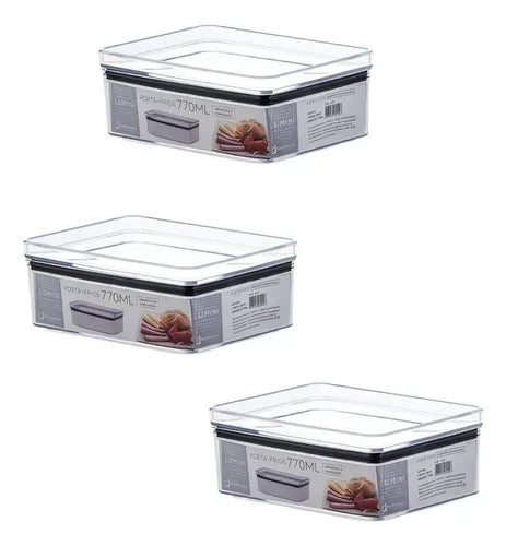 Pote, Porta-frios, Hermético, Lumini, 770ml Kit C/ 3 Unds Cor Cristal