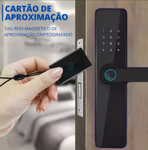 Fechadura Eletronica Digital Porta Biometria Wifi Senha Knup Cor Preto