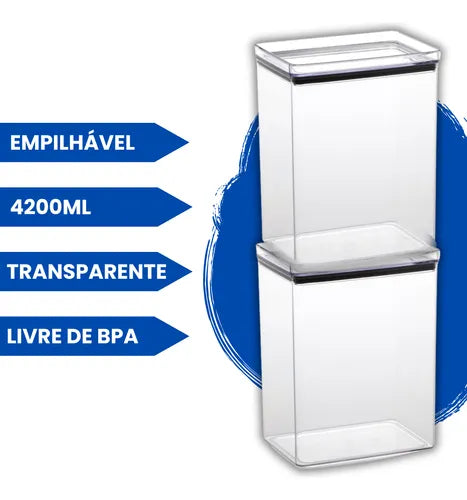 Organizador Multiuso Hermético 4200ml Alimentos Grão Lumini