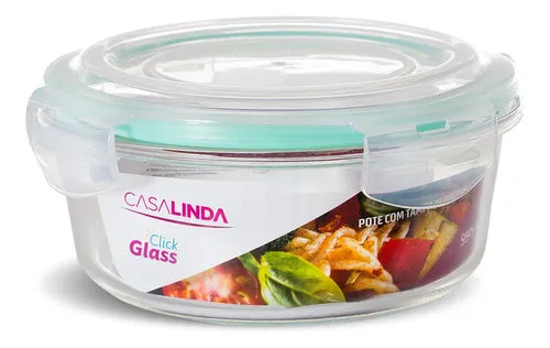 Pote Vidro Hermético Trava Redondo 620ml Marmita