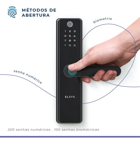 Fechadura Digital De Embutir Esf-de51001 Sax Prata Cor Preta
