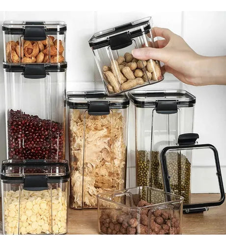 Kit 4 Potes Acrílico Herméticos Com Tampa 800ml Mantimentos