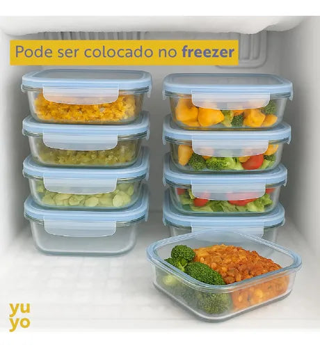 Kit 8 Pote Vidro Hermético Marmita 640ml Tampa Com 4 Trava