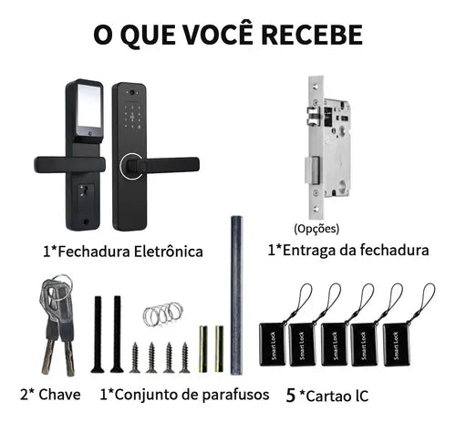 Fechadura Eletrônica Digital Com Câmera App Senha 5pcs Tag