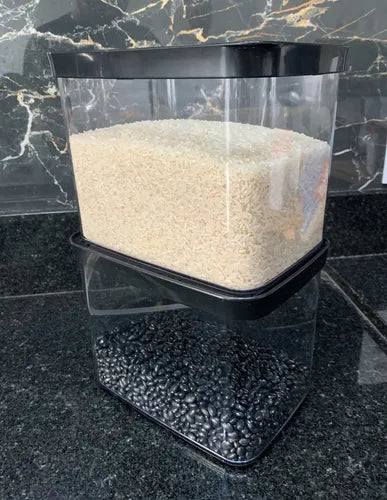 Kit 2 Potes Herméticos Alimentos Arroz Grãos Cozinha Cor Transparente