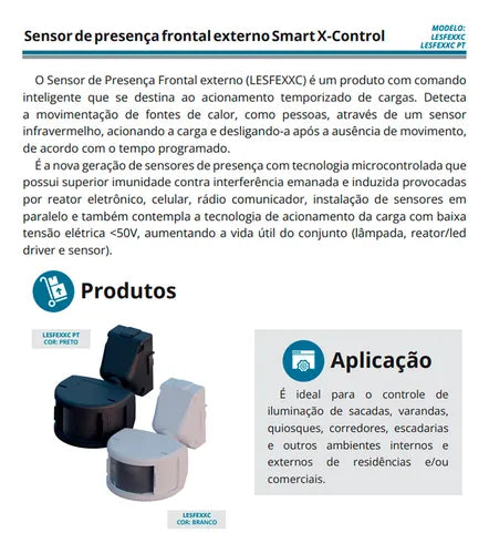 Sensor Presença Movimento Fotocélula Temporizador Xcontrol App Exatron LESFEX XC 110V 220V Bivolt Branco