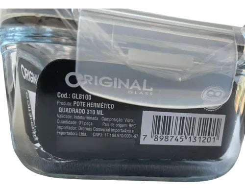 Pote Hermético Click Vidro Quadrado Com Tampa 310ml