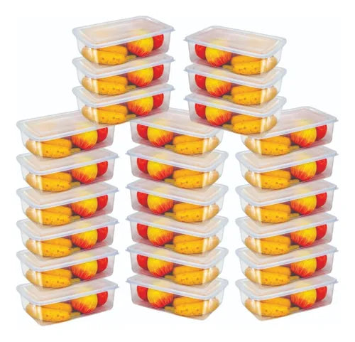 Kit 24 Potes 1 Litro Transparente Marmita Fitness Bpa Free