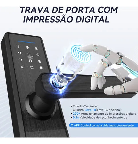 Fechadura Biométrica Eletronica Digital Touch Card Senha App
