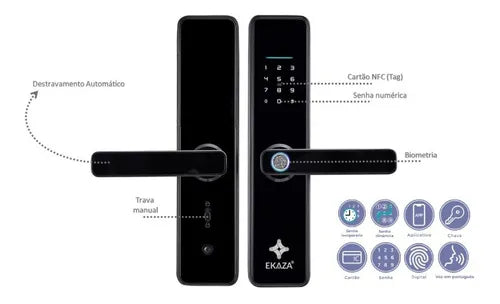 Fechadura Eletrônica Inteligente Wifi Biométrica Ekaza