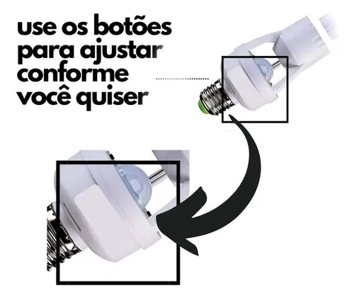 Sensor Presença Programável Para Bocal De Luz Kit 2 Unidades