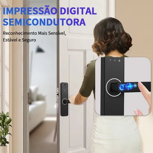 Fechadura Eletrônica Digital Com Biometria Senha Câmera App
