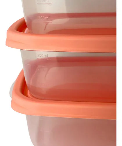 Kit 3 Potes Plásticos C/tampa 785 Ml Linha Fácil Sanremo Cor TAMPA COR CORAL
