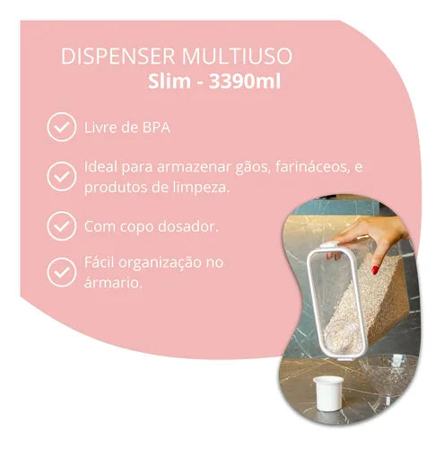 Pote Dispenser Multiuso Slim Com Copo Dosador Paramount