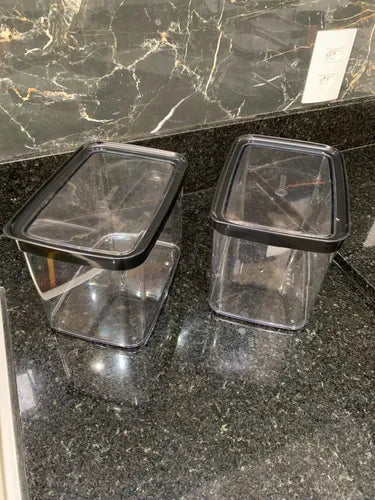 Kit 2 Potes Herméticos Alimentos Arroz Grãos Cozinha Cor Transparente