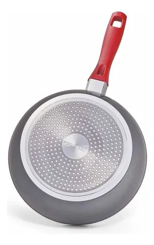 Panela Polishop Sauté Grand Vermelha de 24cm Frigideira Flavorstone