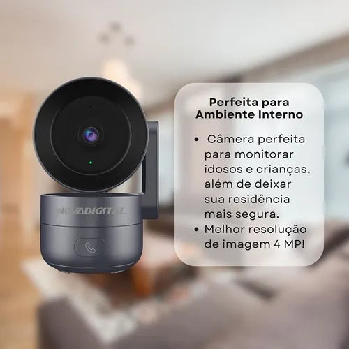 Câmera De Segurança Wifi Inteligente Novadigital Cs-call Botão Chamada Onvif Tuya Smart Life Alexa Google 110V 220V Bivolt Cinza