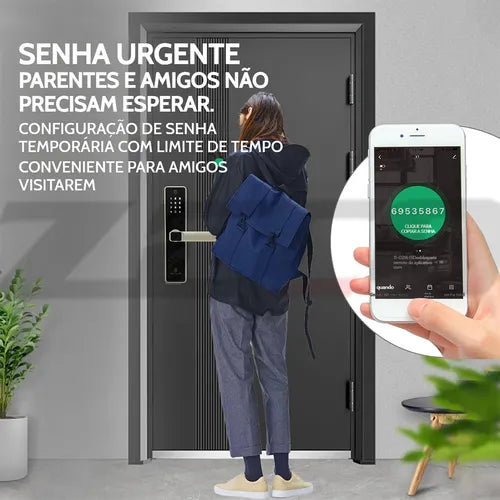 Fechadura Eletronica Digital Biométrica Câmera E Wifi Tuya