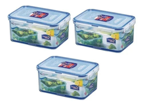 Kit 3 Potes Herméticos Cozinha Retangular Lock&lock 1100 Ml