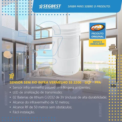 Kit 2 Sensor Infravermelho Presença Alarme Gcp Ppa Sem Fio