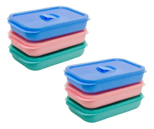 Jogo 6 Potes Herméticos 500ml Marmita Microondas Freezer Dup
