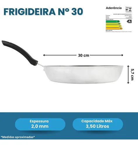 Frigideira Antiaderente Grande Hotel Restaurante 30 Alumínio Cor Cinza